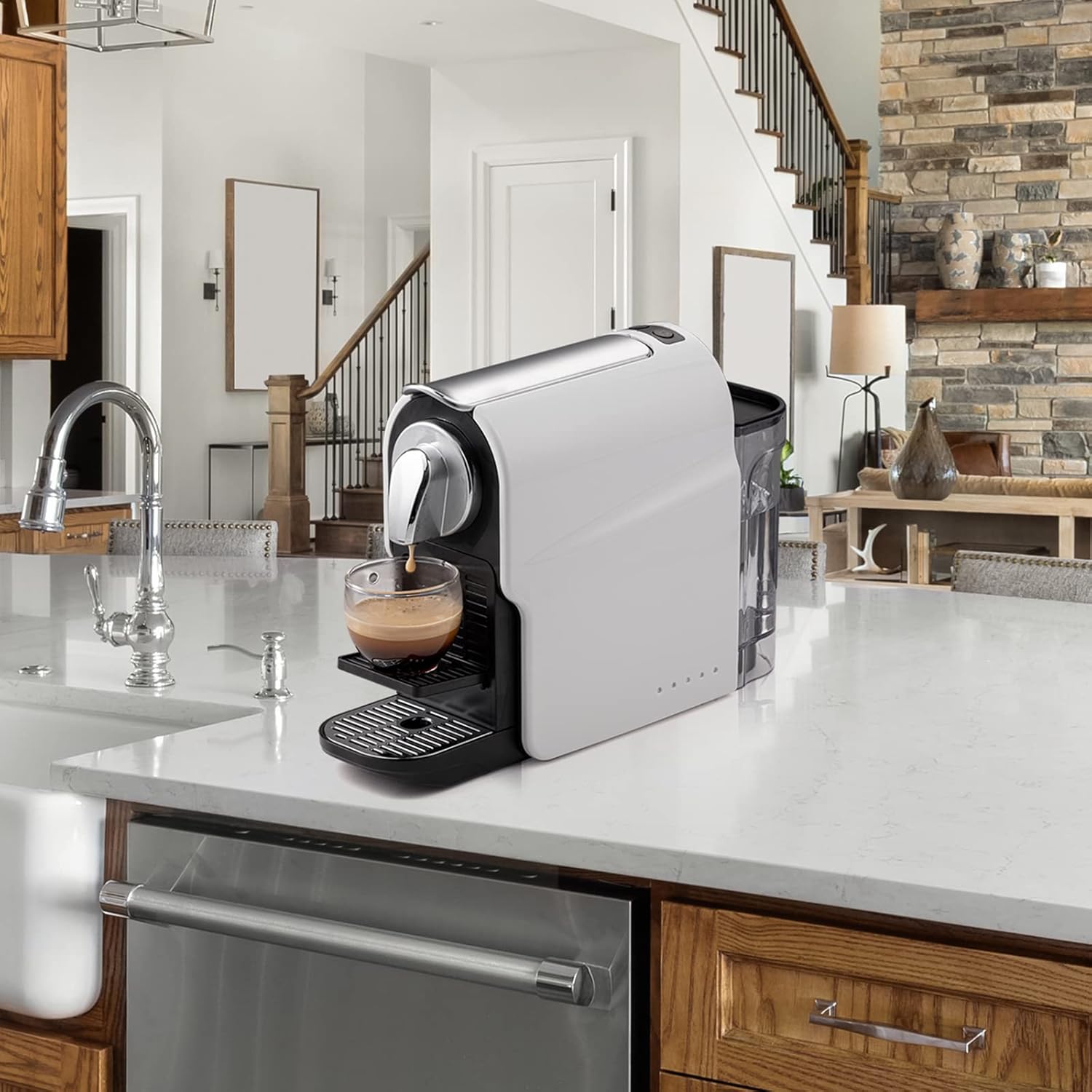 Beanglass Espresso Pod Machine - High Pressure 20 Bar Coffee Maker | 22oz Water Tank & Adjustable Tray