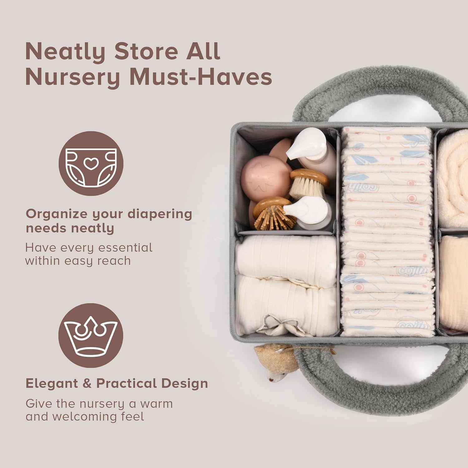 PeraBella Baby Diaper Caddy Organizer - Portable Storage Basket for Newborn Essentials | Perfect Gift for Boys & Girls