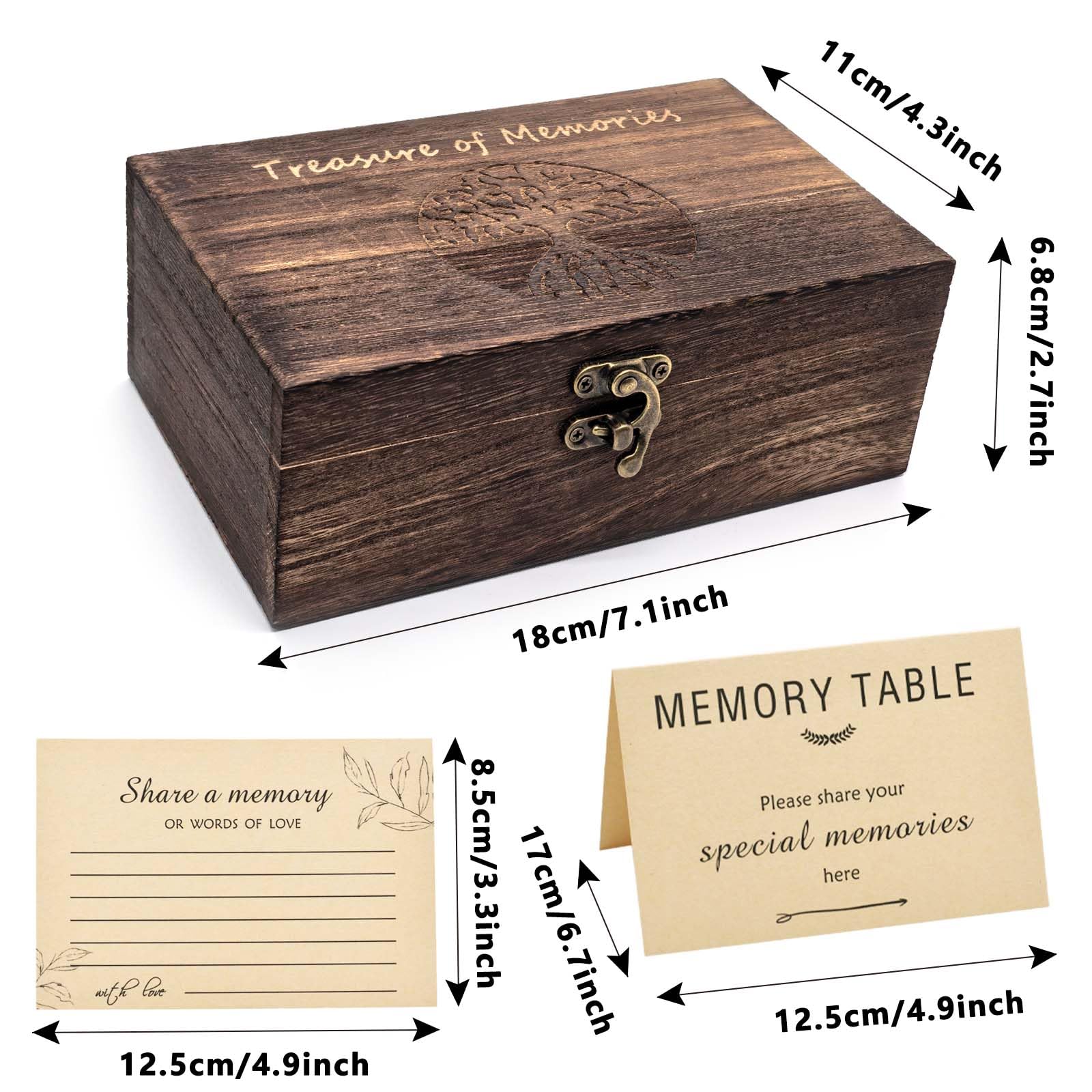 Oxmidud Wooden Share Love & Memories Box with 50 Pcs Share A Memory Cards for Celebration of Life Decorations - Elegant Keepsake for Funerals, Weddings, Birthdays & Graduations - Heirloom Storage Box