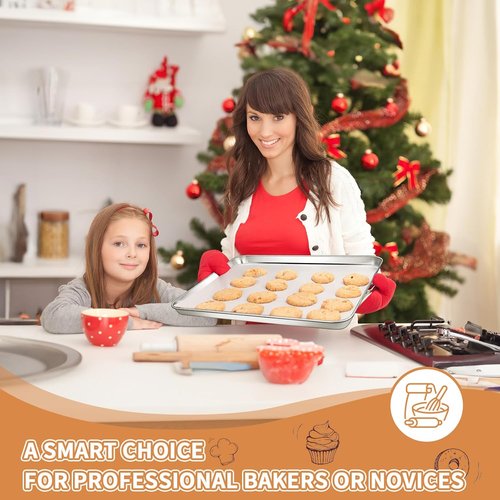 Deedro Stainless Steel Baking Sheet Set - Heavy Duty, Non-Toxic & Easy Clean | 16 x 12 Inch, Rust-Free