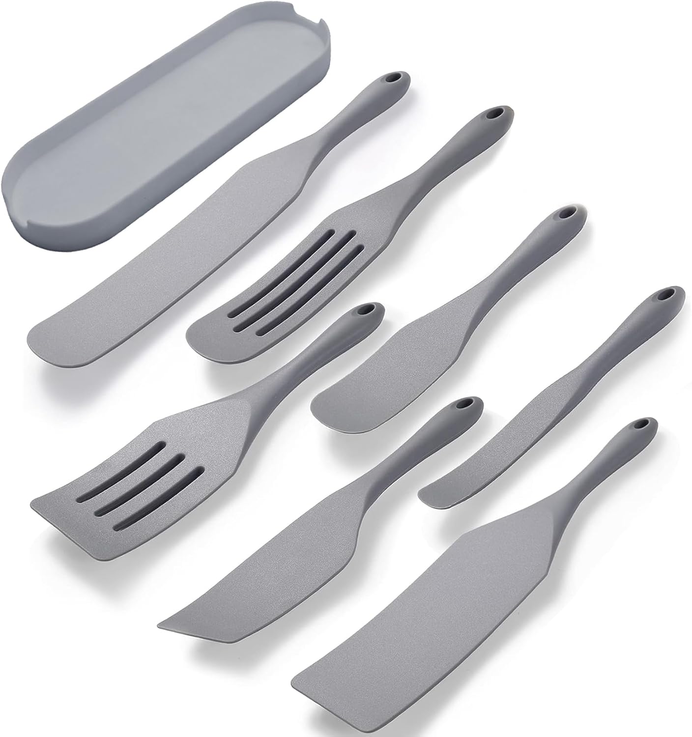 Tongjude Silicone Spurtle Set - 8 Piece Heat Resistant Cooking Utensils for Nonstick Cookware
