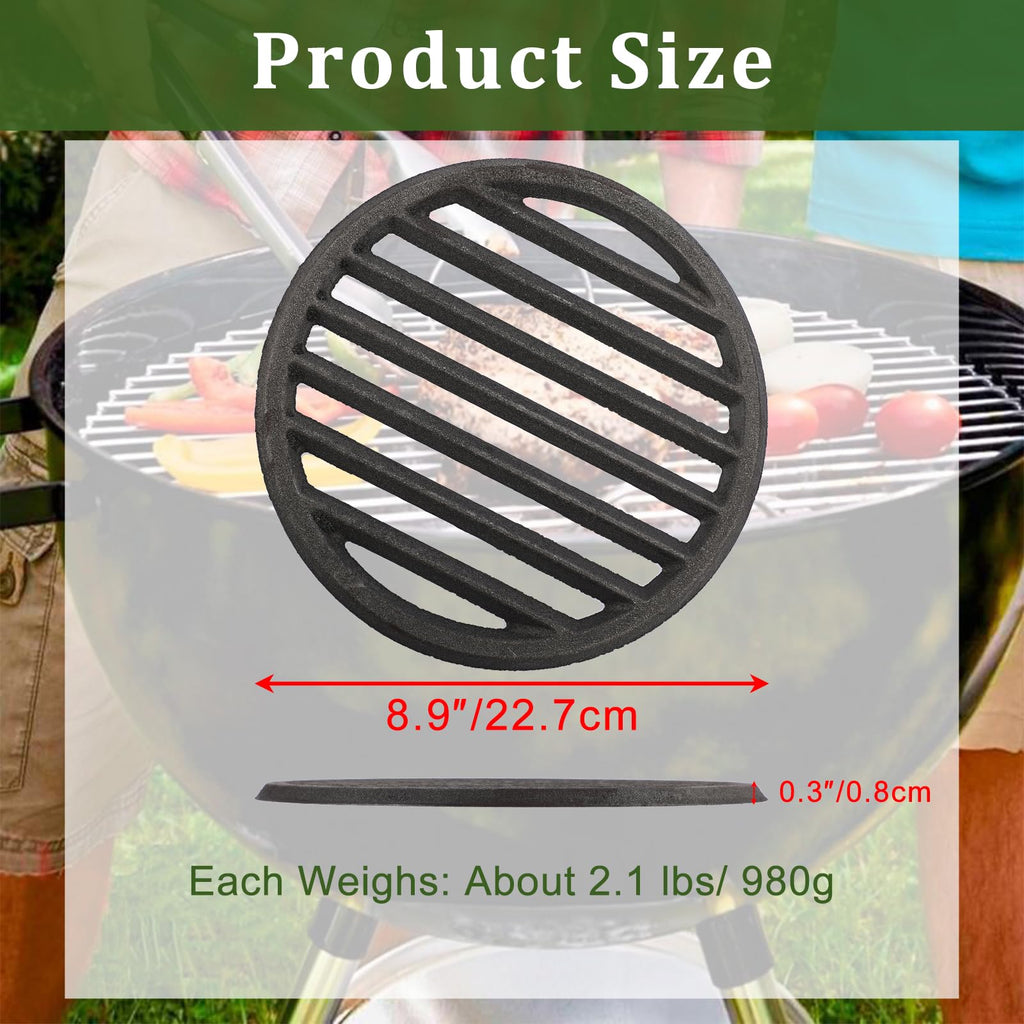 OGANAZI Cast Iron Bottom Fire Grate - 9 Inch Round BBQ Grill Grate Replacement, High Heat Charcoal Plate Bottom Grate Grill Parts, Fireplace Grate for Fire Pit Project BBQ Accessories Parts