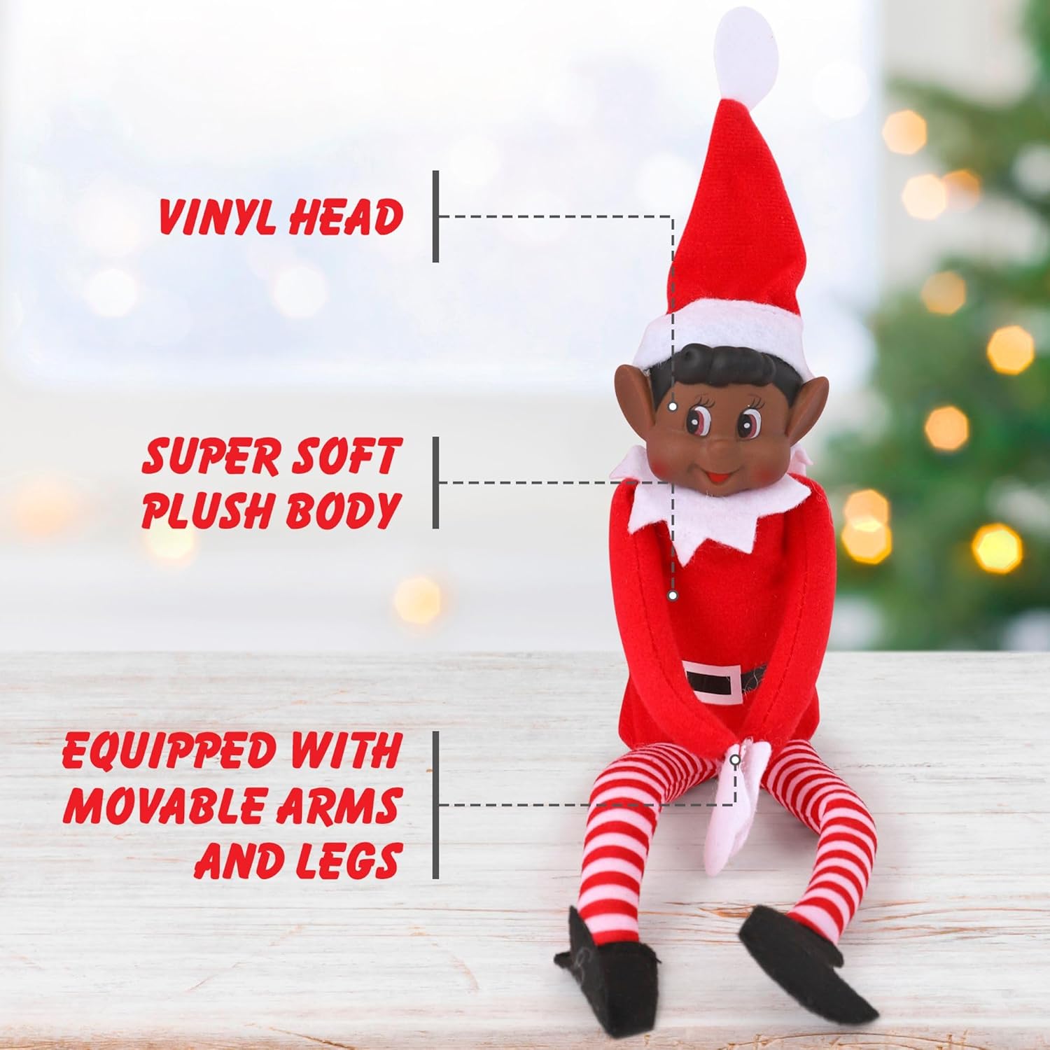 Christmas Elf Behaving Badly Plush Toy - Naughty Bendy Doll | 12-Inch Black Elf for Holiday Fun