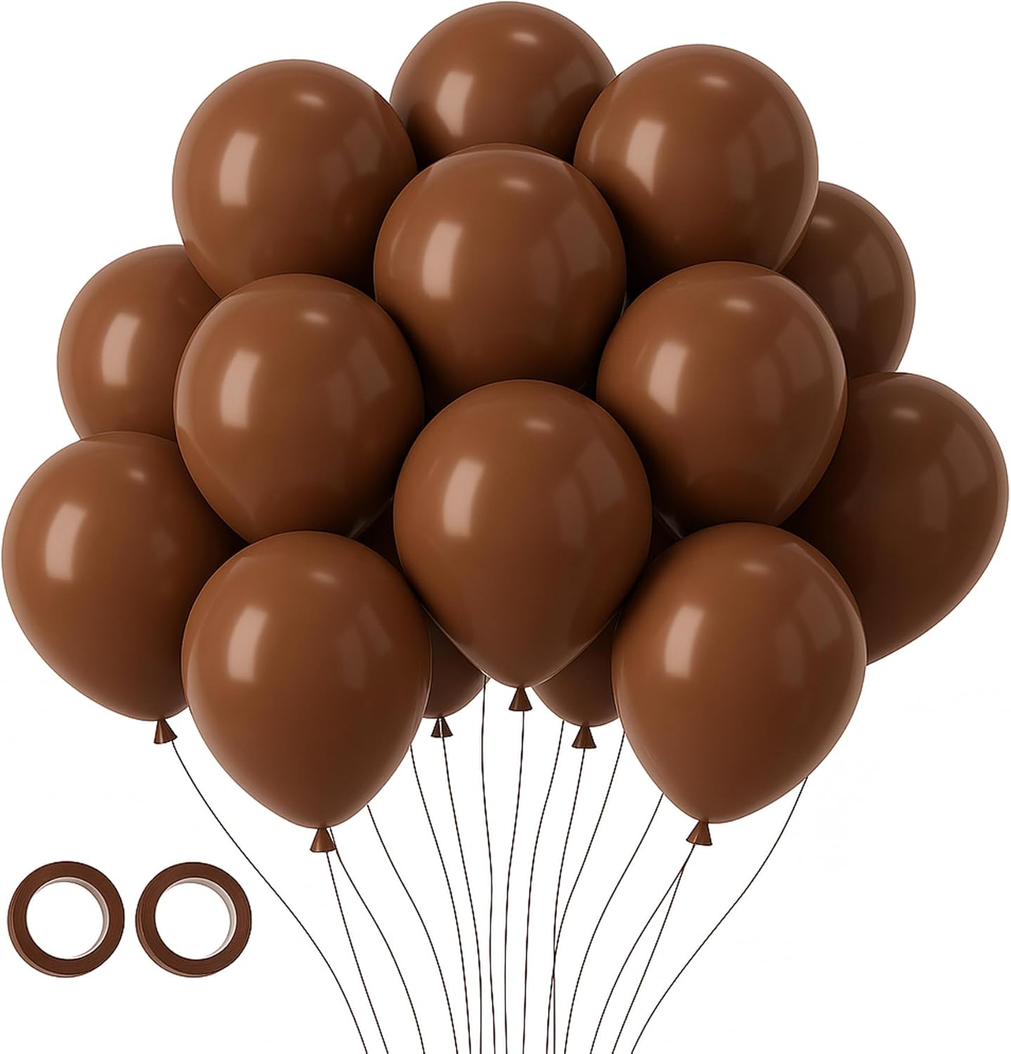 Voircoloria 12-Inch Brown Latex Balloons - 105pcs for Birthday, Baby Shower & Wedding Decor