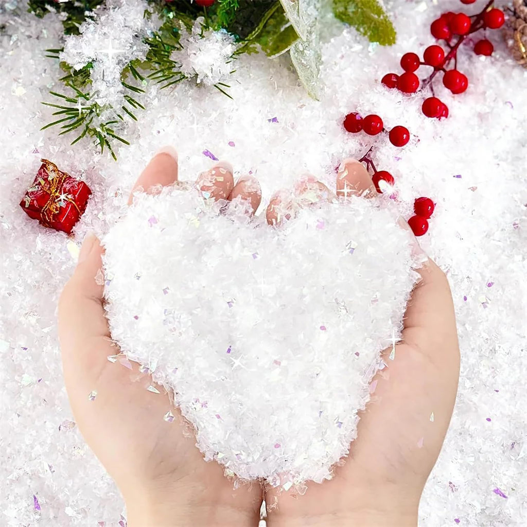 Skiennix Fake Snow Decoration - 1.76oz Sparkling Artificial Flake Snow for Christmas Decor