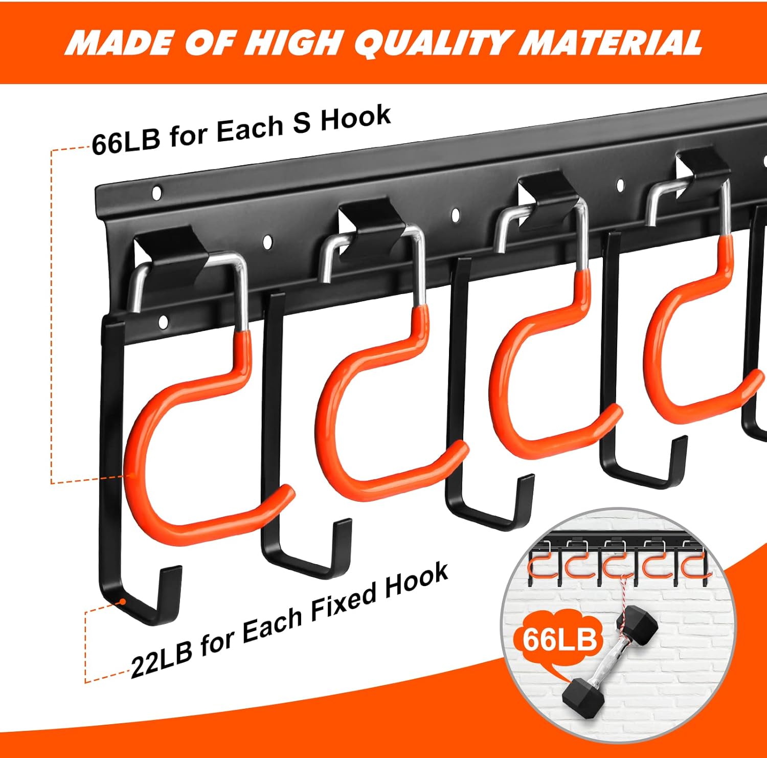 TVKB 51'' Metal Garden Tool Organizer - Adjustable Wall Mount Storage with Heavy-Duty Hooks