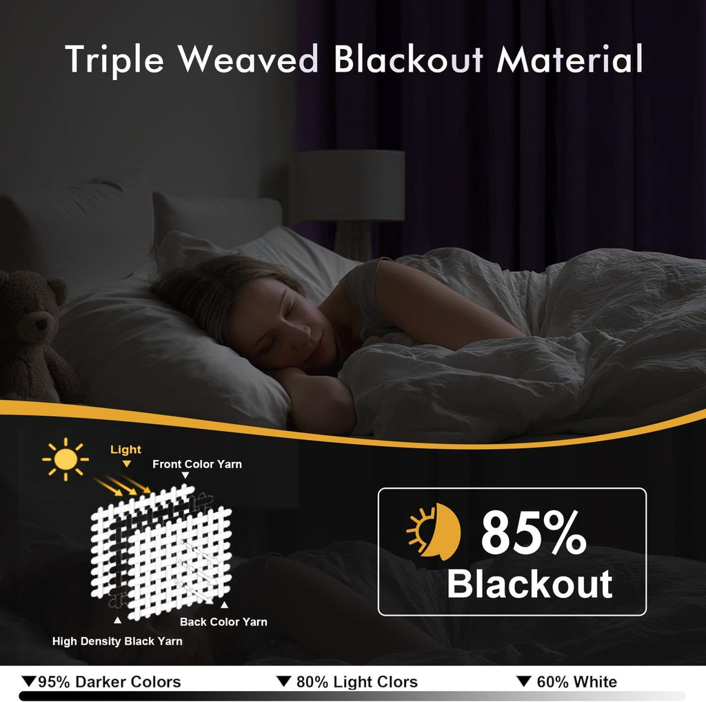 MIULEE Lilac Blackout Curtains - Thermal Insulated Room Darkening Drapes | 63 Inches Long, 2 Panels