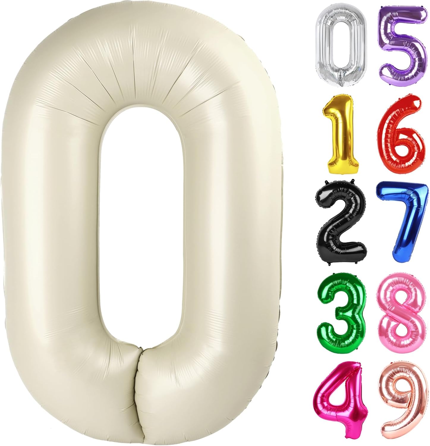 Number 0 Balloon 40 Inch - Cream Birthday Decoration for Milestone Celebrations