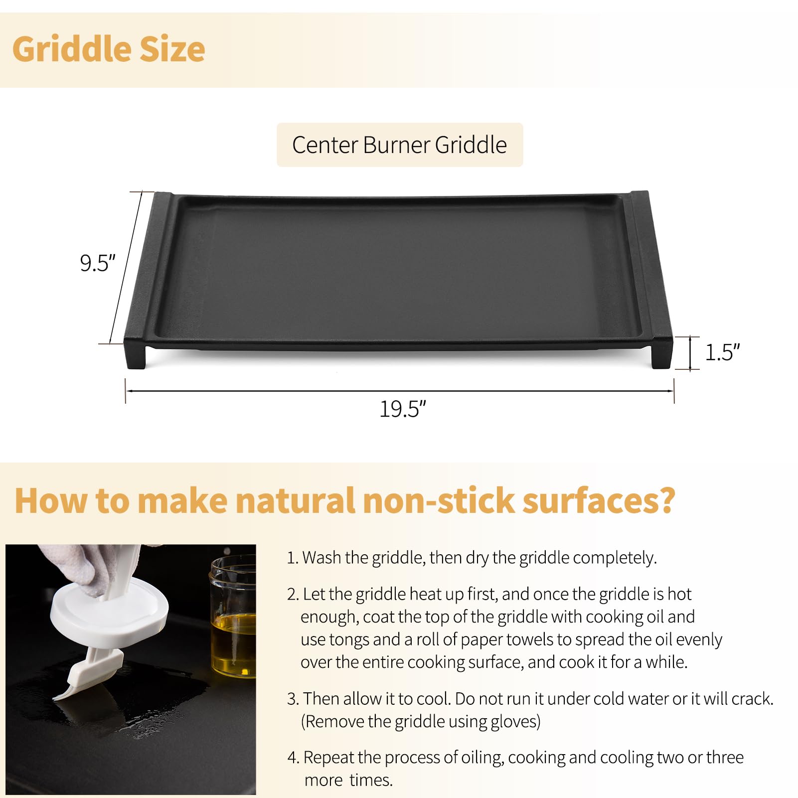 Upgraded WB31X24738 Griddle Replacement Parts for GE Stove Parts WB31X24998 Cast Iron Stove Top Griddle WB31X49806 General Electric Gas Range Cooktop Center Griddle Plate JGB700SEJ4SS Flat Top Pan