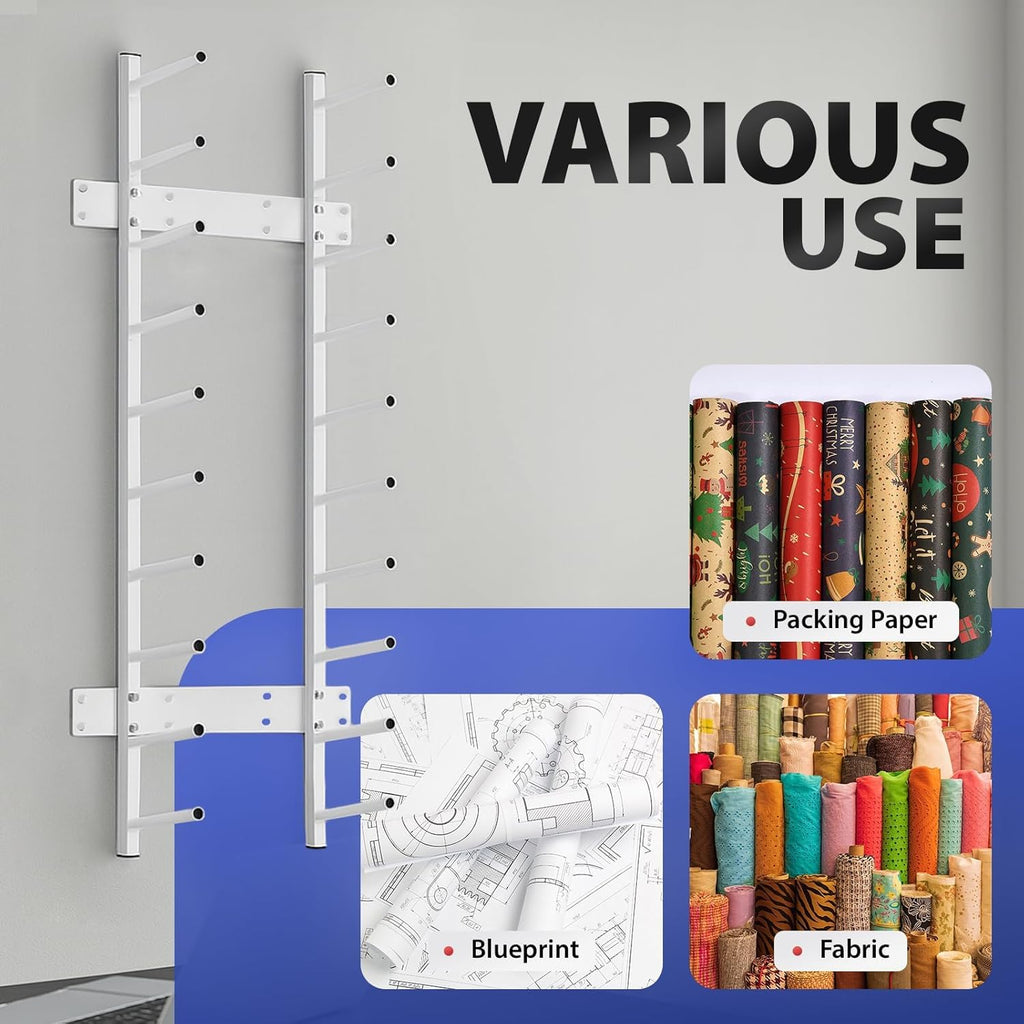 Skiennix Wall Mount Blueprint Storage Rack - Heavy Duty Roll File Holder for Plans & Posters | 320 lbs Capacity