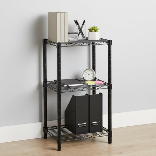 Honey-Can-Do Small 3-Tier Adjustable Storage Shelving Unit SHF-09209 Black 600 lbs