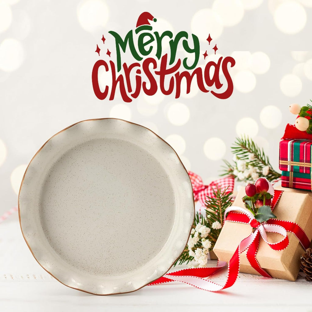 SIDUCAL Non-Stick Ceramic Pie Pan - 10.5 Inch Deep Dish with Ruffled Edge | Dishwasher & Oven Safe (White)