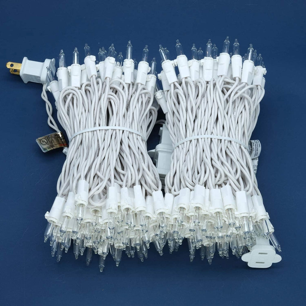 Skiennix 200 Count Clear Christmas Lights - 33 ft White Wire Holiday String Light Set (UL Listed)