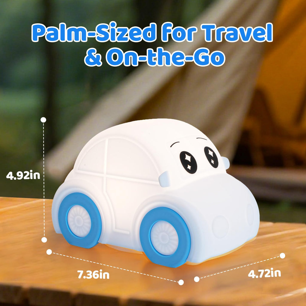 GAGBC Car Night Light for Kids, Tap Control, Color Change, 15/30/60 Min Timer, Dimmble, USB-C Rechargeable Squishy Night Light, Cute Night Lamp for Boys, Girls (car)