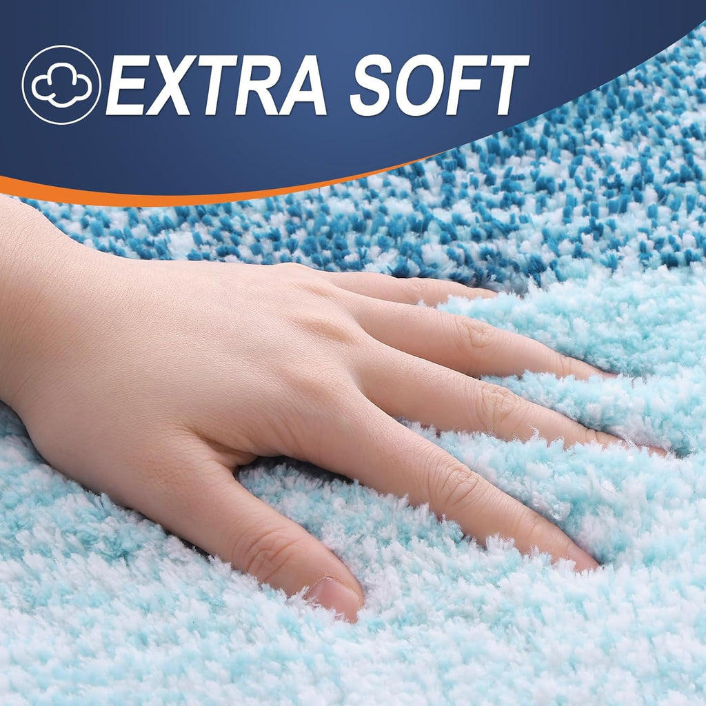 OLANLY Bathroom Runner Rug - Extra Soft Microfiber Mat with Rubber Backing | Quick Dry, Washable, 59x24, Peacock Blue