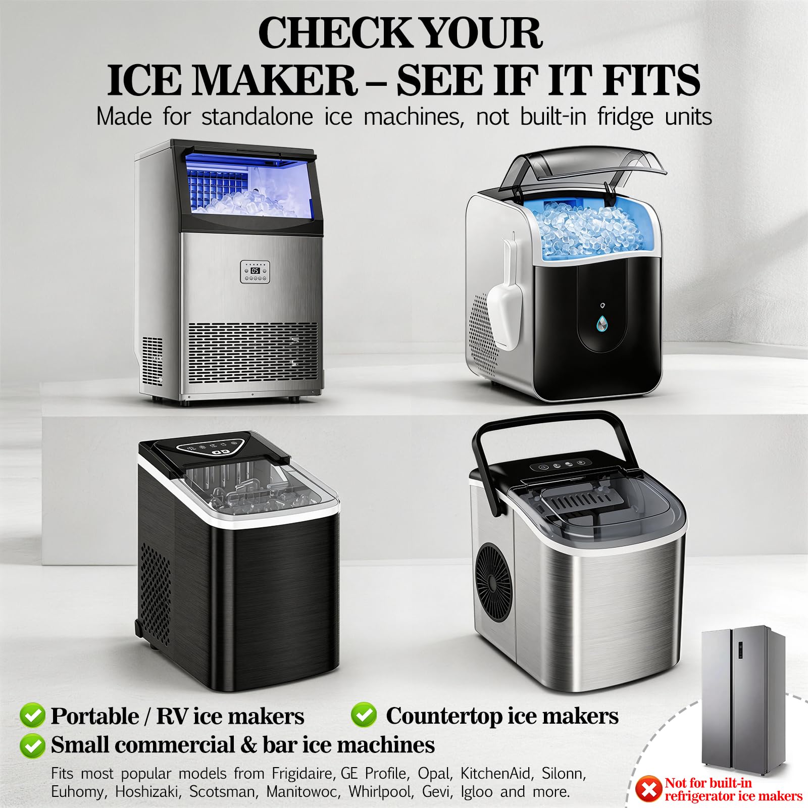 Bellaluce Ice Machine Cleaner Tablets Descaler (32 Pack) – Nickel-Safe Countertop Portable Commercial Ice Maker Cleaning – Remove Hard Water Buildup, Odor-Free, Crystal Clear Ice