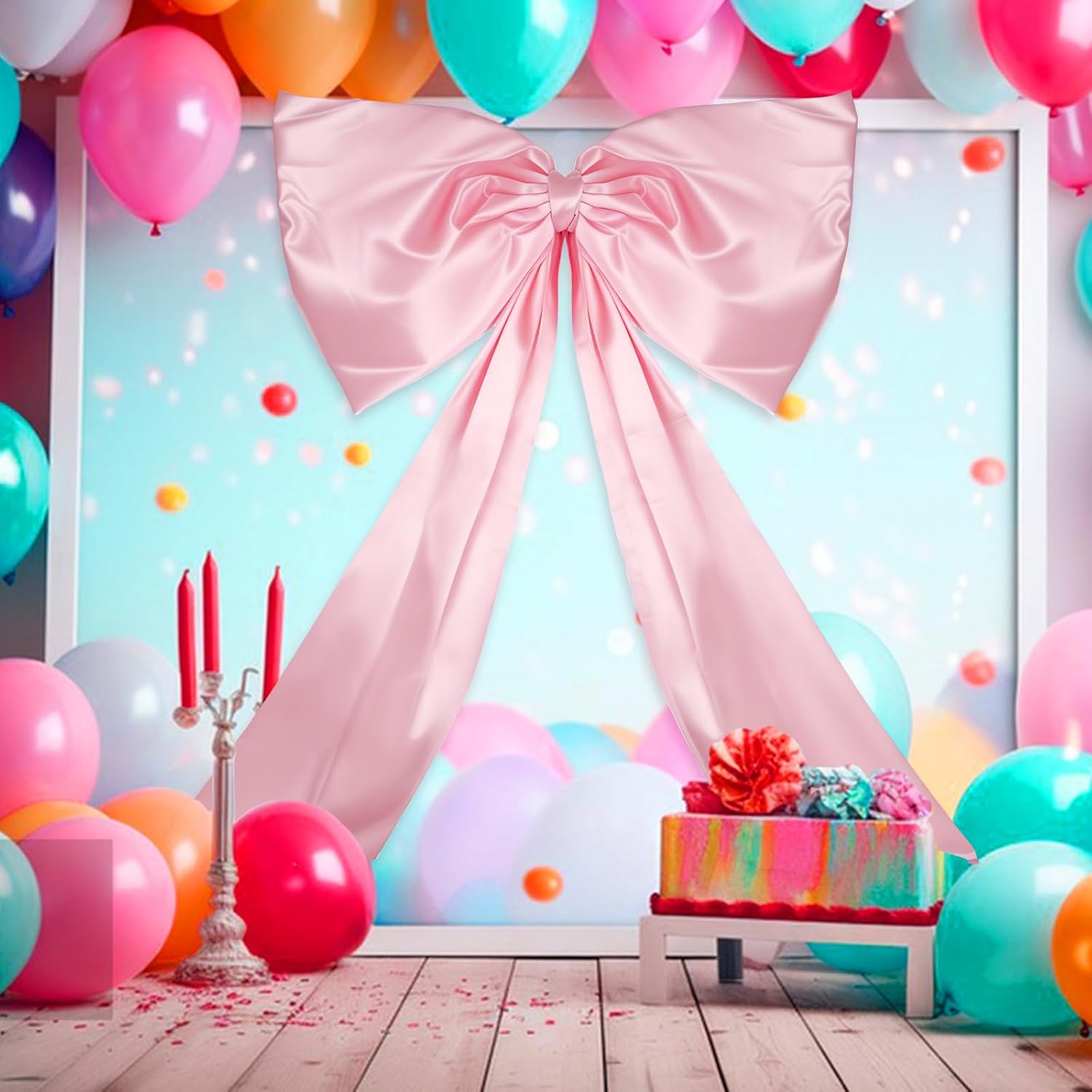 Skiennix Large Pink Bow Decor - 24 x 36 Inches | Perfect for Baby Showers & Birthday Parties