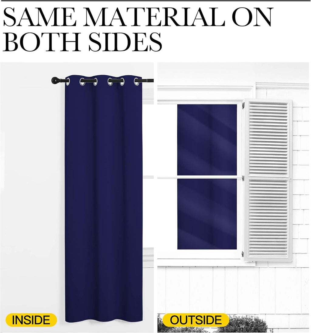 NICETOWN Navy Blue Blackout Curtains - Thermal Insulated Drapes for Large Windows | 102" Length, 2 Panels