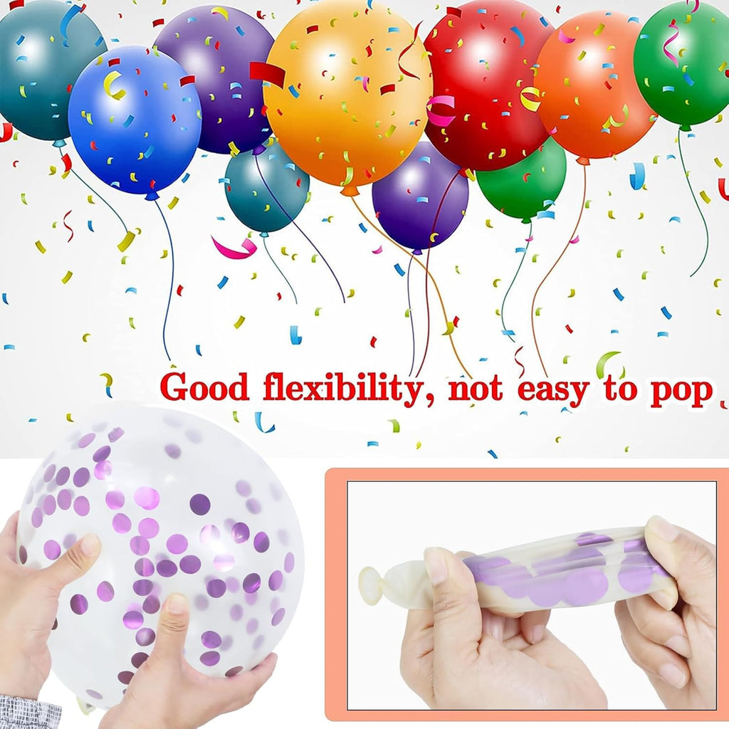 Skiennix 68Pcs Pink & Purple Balloons - 12 Inch Metallic Latex & Confetti for Birthday & Wedding Decor