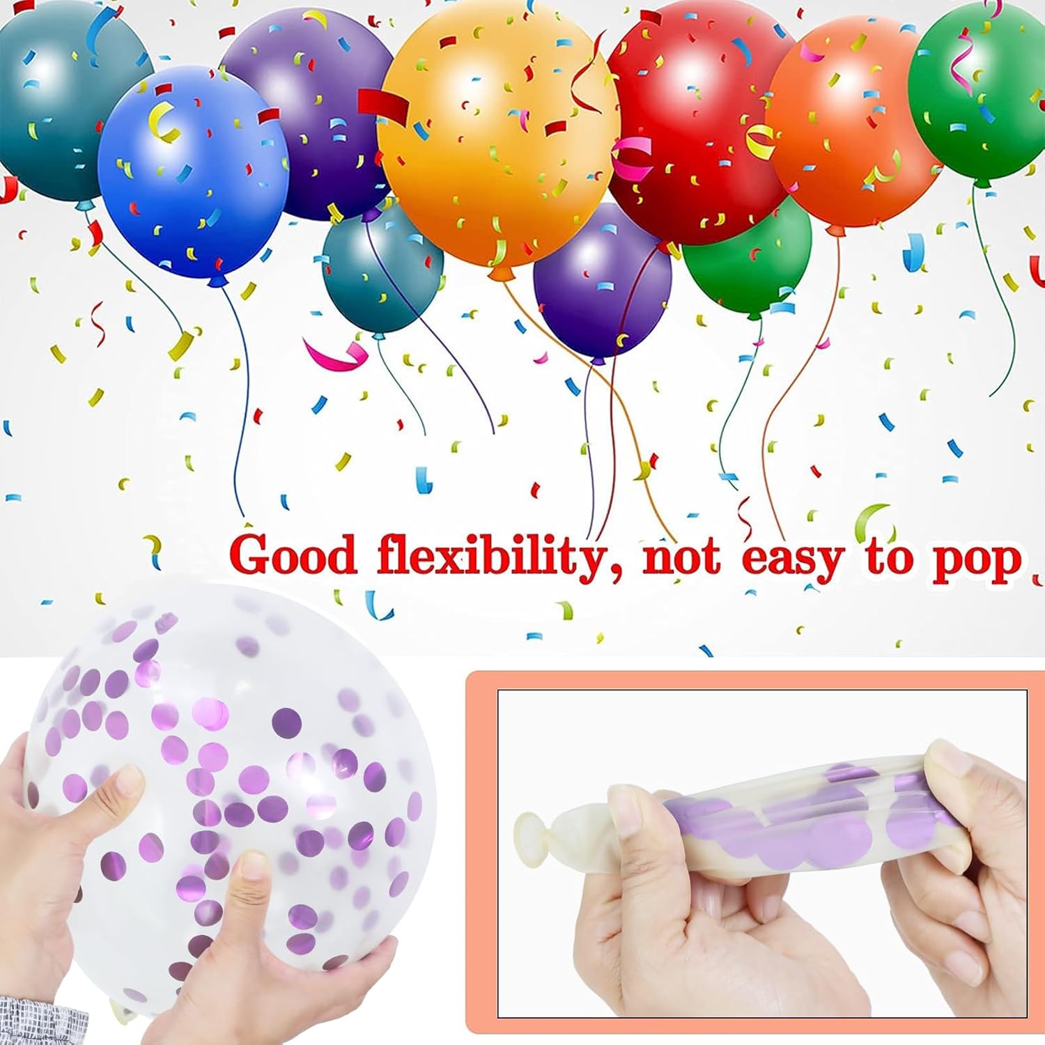 Skiennix 68Pcs Pink & Purple Balloons - 12 Inch Metallic Latex & Confetti for Birthday & Wedding Decor