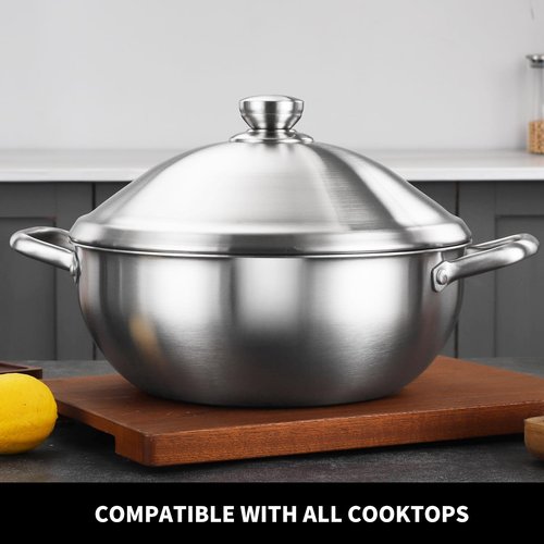 Delarlo Tri-Ply Stainless Steel 12 Inch Everyday Pan With Lid,kitchen everything pan, Chef's Pans,Induction Cooking Pot, 7.2QT Oven Safe Stock Pot, Up to 600℉