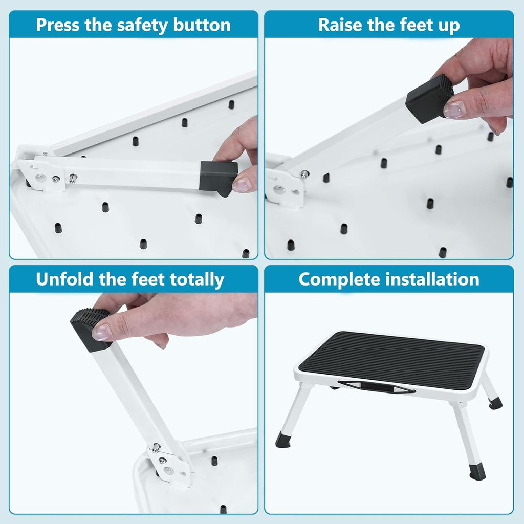 Simple Deluxe Foldable Step Stool - Heavy Duty Non-Slip Foot Stool for Home & Kitchen | 330 Lbs Capacity