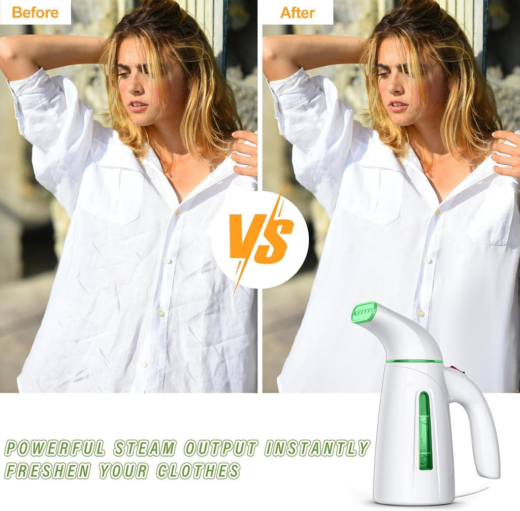 OGHom Portable Handheld Garment Steamer - 700W Fast Heat Up, 240ml Capacity, Soft Green