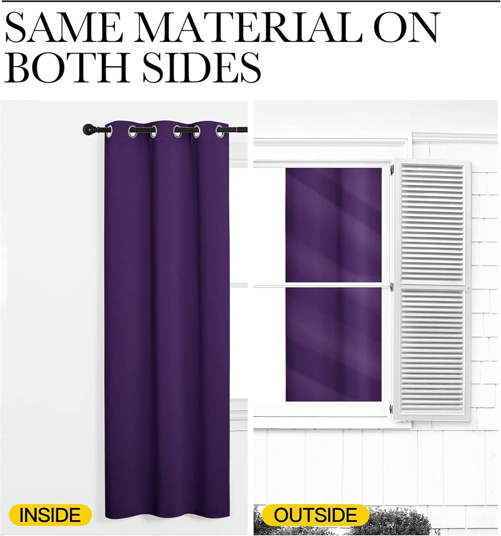NICETOWN Purple Blackout Curtains - Noise Reducing & Thermal Insulated | 90 Inches Long, 55 Inches Wide (2 Panels)