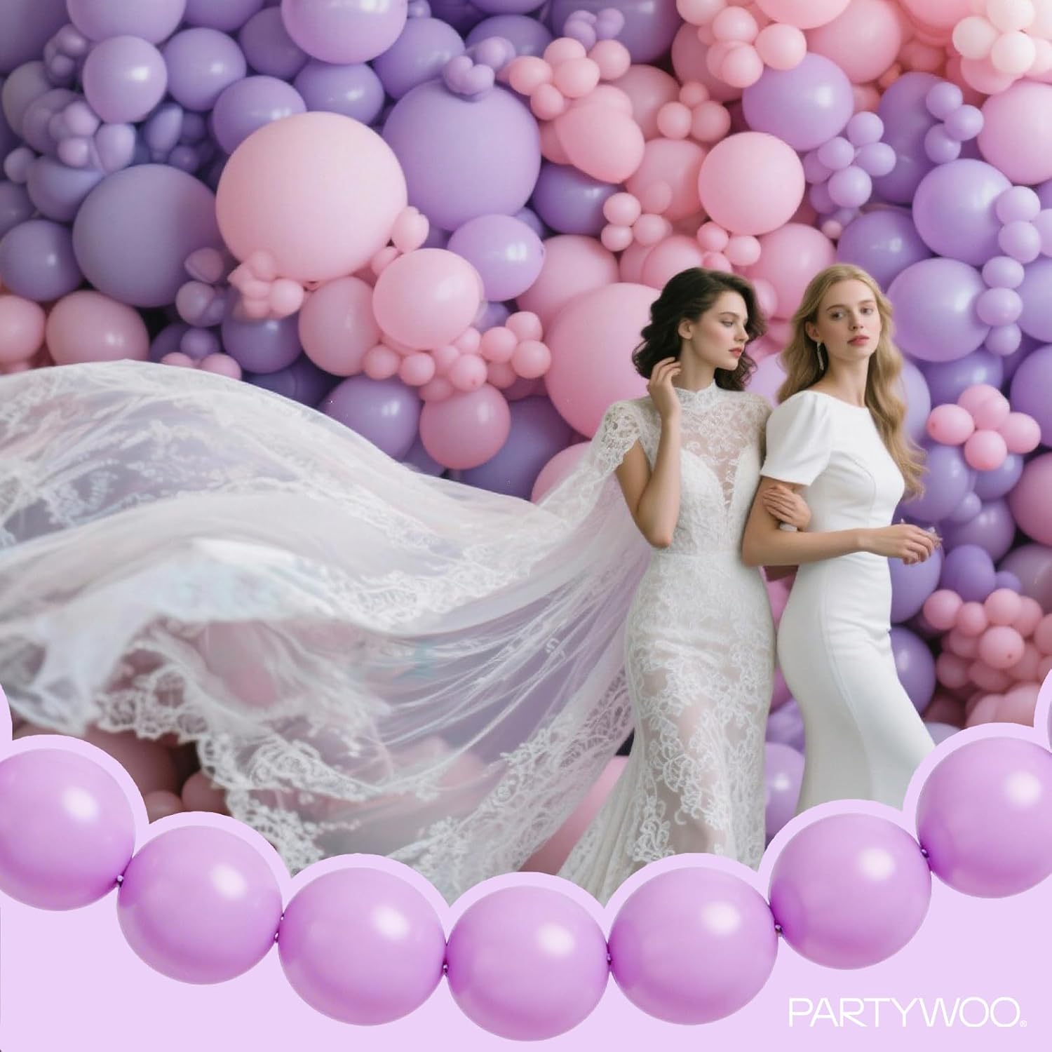 PartyWoo Lavender Linking Balloons - 100pcs 6 Inch Light Pastel Purple for Birthday & Wedding Decor