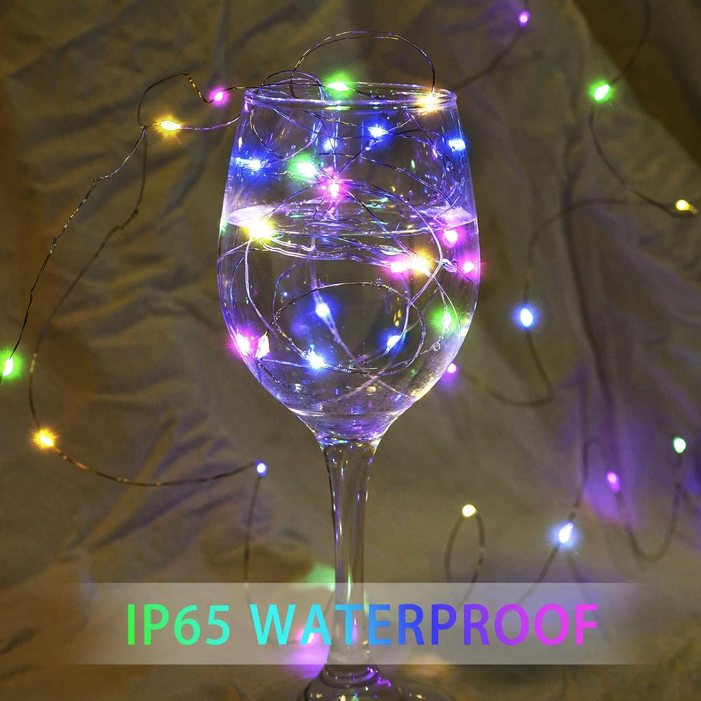 Skiennix 7Ft LED Fairy String Lights - 20 Twinkling Waterproof Lights for Parties & Weddings | Rainbow-Pastel