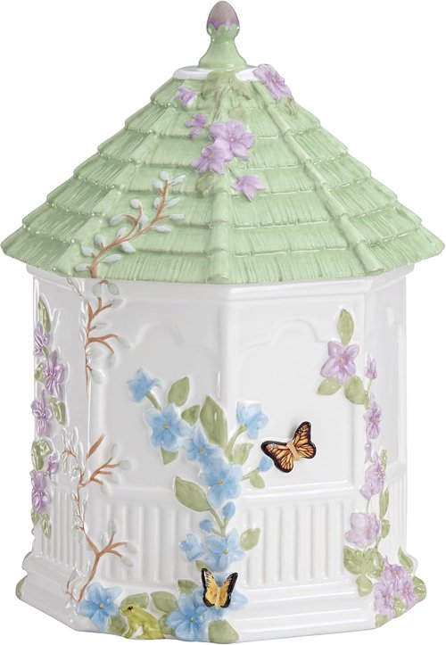 Lenox Butterfly Meadow Cookie Jar - 10-Inch Figural Gazebo Design in Elegant White
