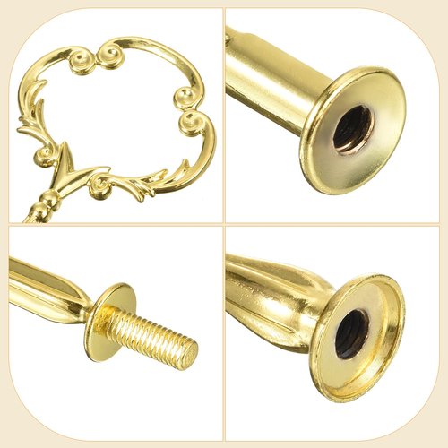 uxcell 1 Set Cake Tray Stand Handle Cupcake Dessert Plate Hardware Fitting Holder Rod Stand Handle for Cake Stand Wedding Party, 3-Tiers Flower Gold