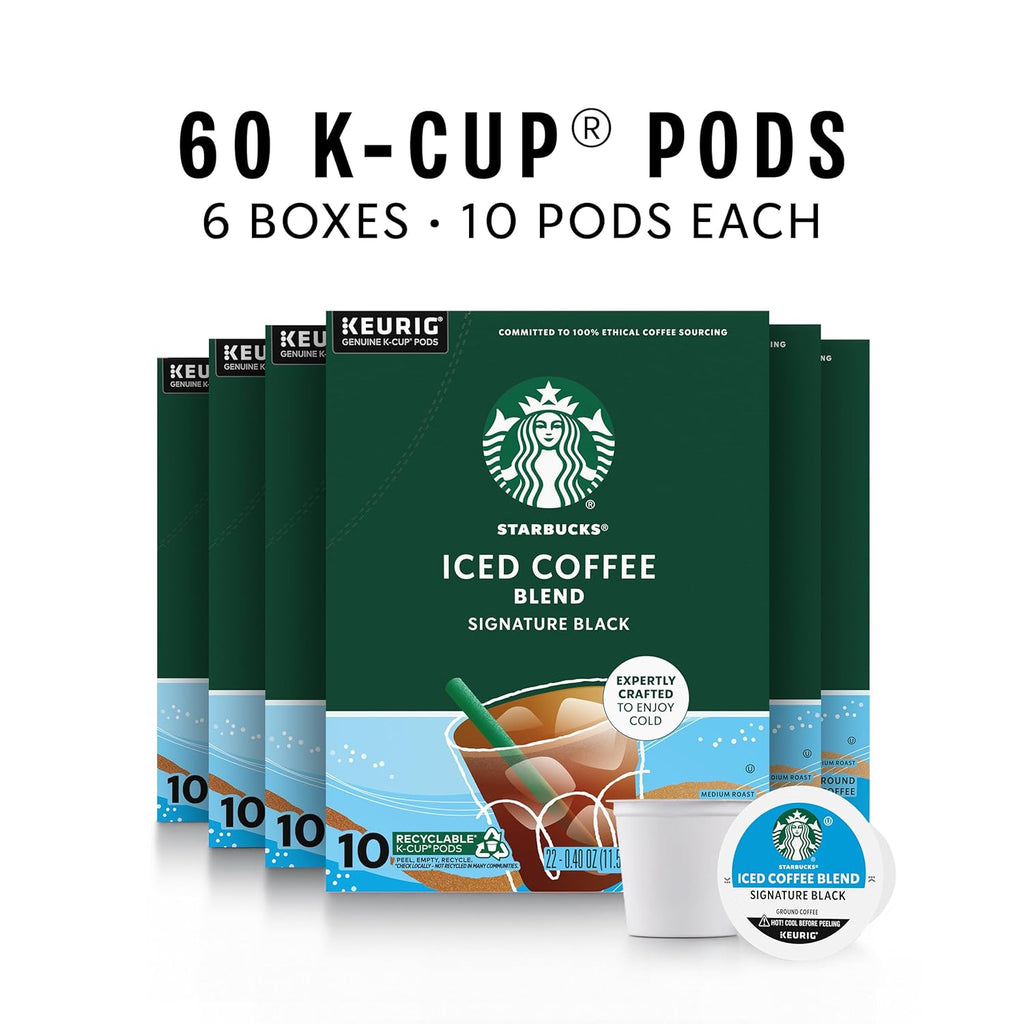 Starbucks K-Cup Coffee Pods - Medium Roast Iced Coffee Blend | 100% Arabica, 60 Pods Total