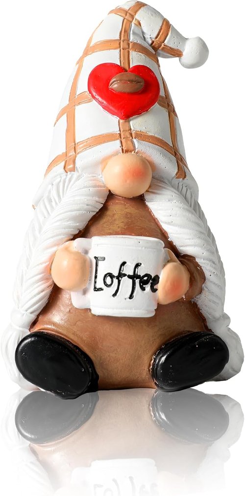 iStatue Hand-Painted Resin Swedish Coffee Gnome Figurine - Charming Bar Decor for Coffee Lovers