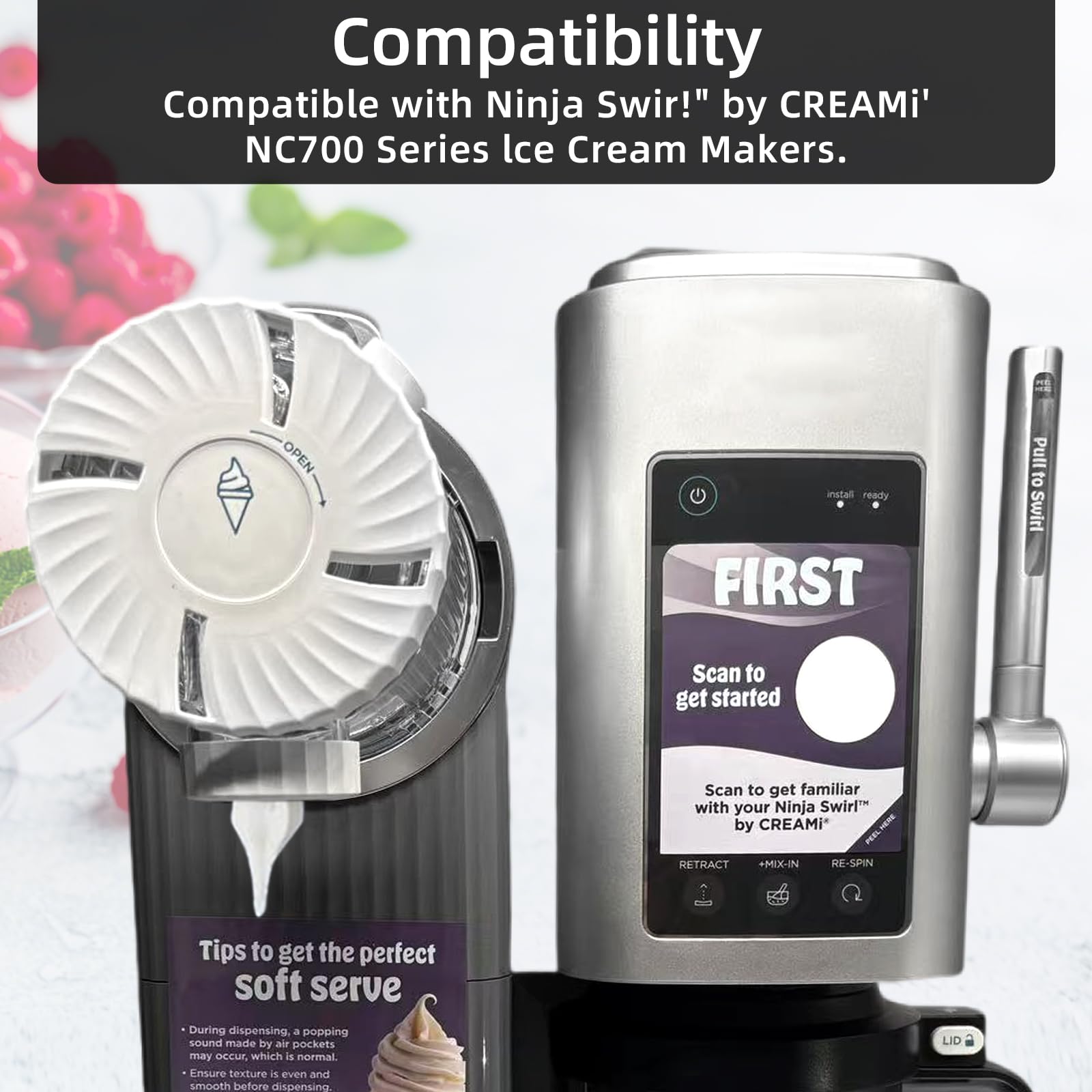 OVRRCSME 4 Pack creami swirl pints and Lids,NC700 Makers Containers Cups creami accessories ，Compatible with Swirl Ice Cream & Soft Serve Makers