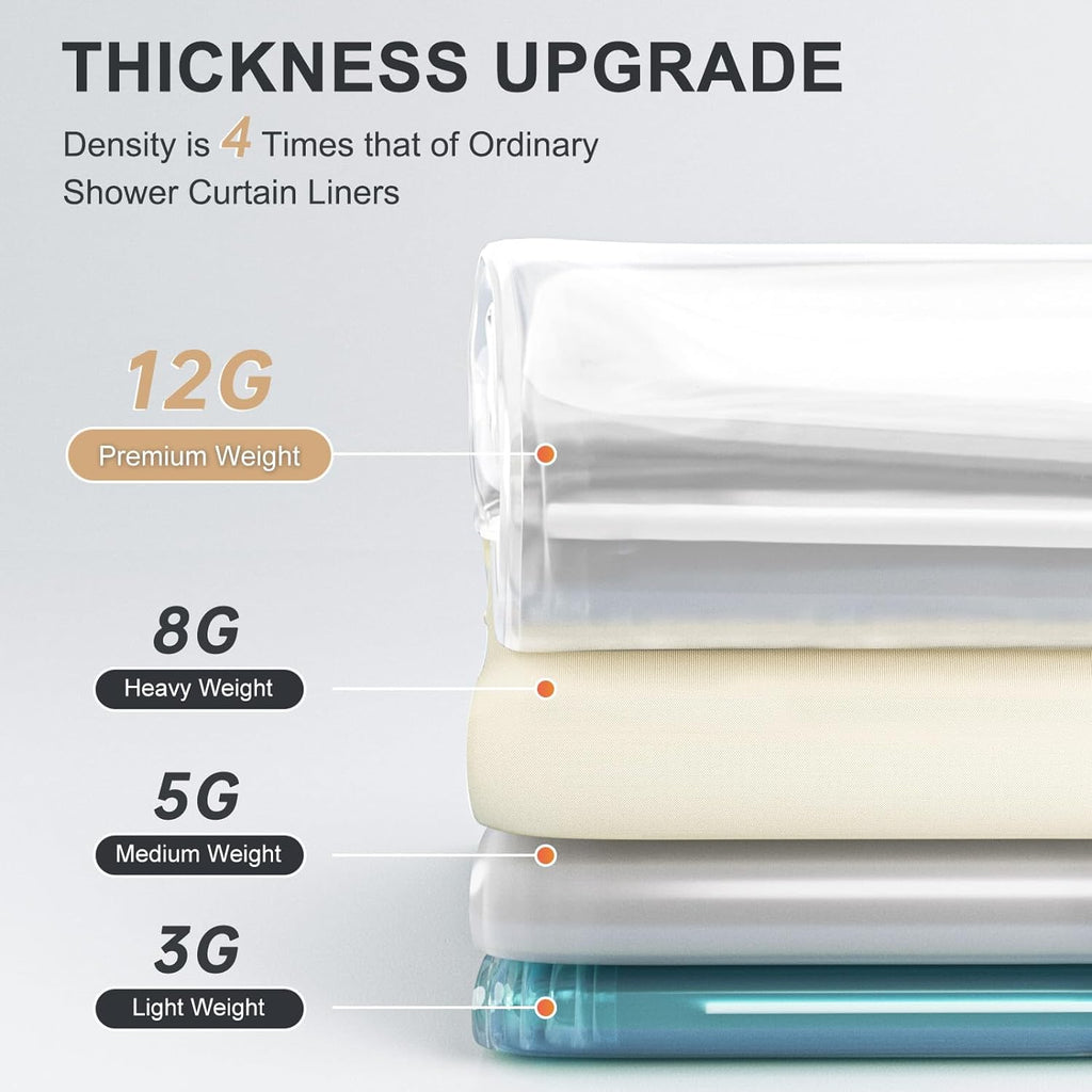 AmazerBath Heavy Duty Shower Curtain Liner - 12 Gauge Clear 72 x 72 Inches with 3 Stones & 12 Grommets