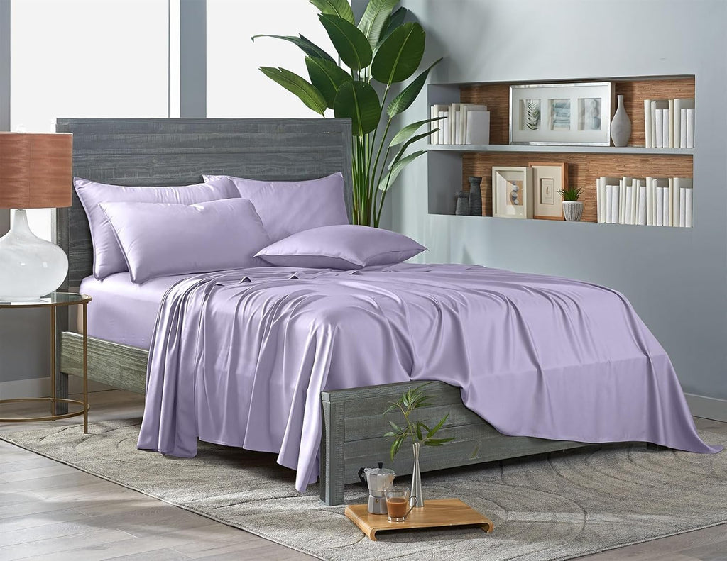 Pure Bamboo Twin Sheets - Luxuriously Soft & Cooling 100% Organic Viscose Bed Sheet Set | Twin, Lavender