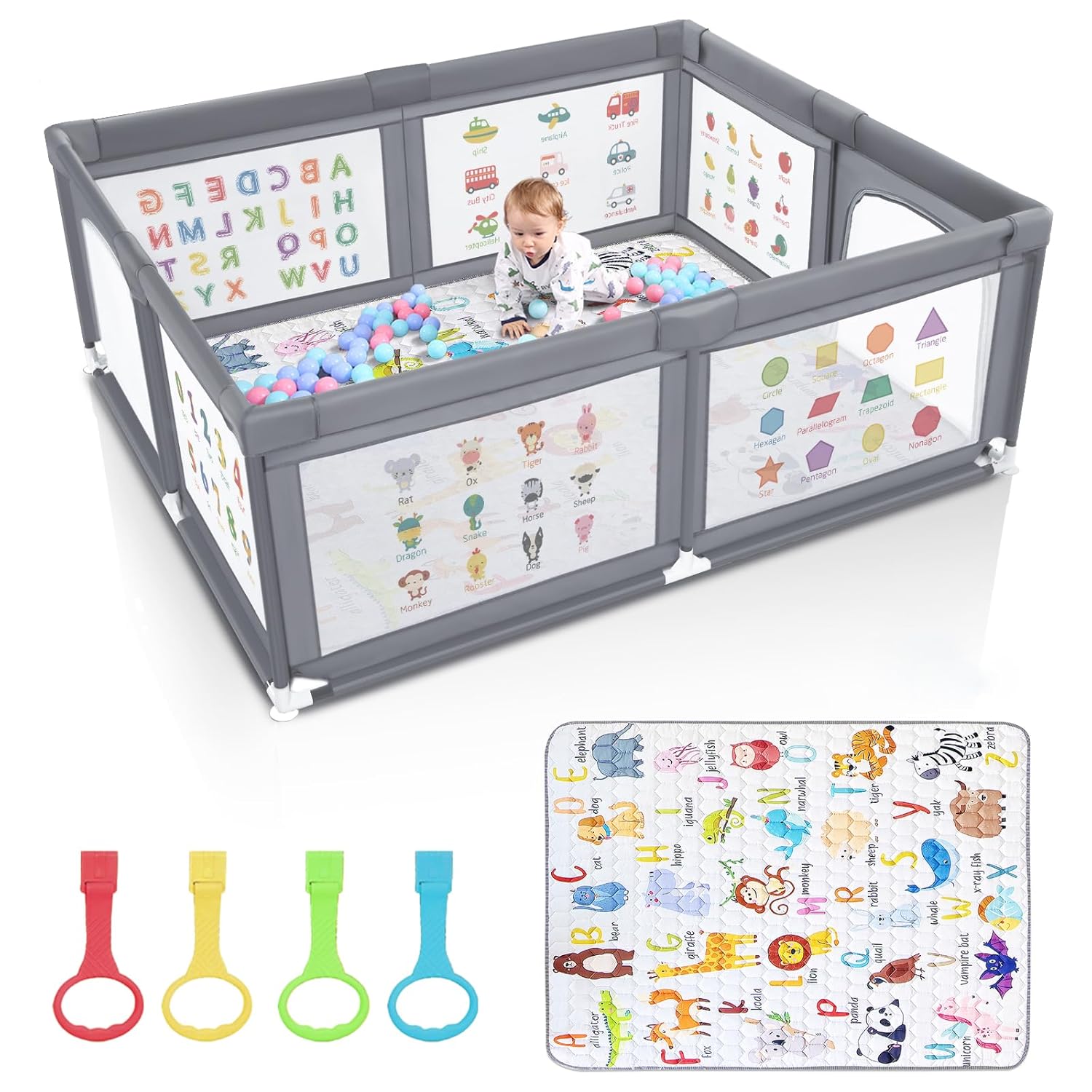 Premium Baby Playpen - Extra Large 71x60 Inches Activity Center with Mat | Safe Indoor & Outdoor Use