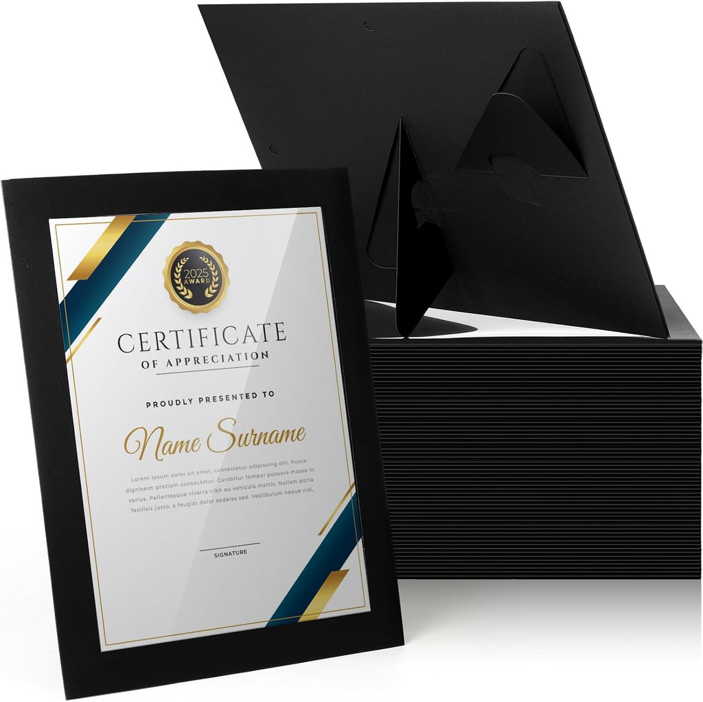 Tatuo 8.5 x 11 Picture Frames - Horizontal Document Holders for Awards & Certificates | Black, 25 Pcs