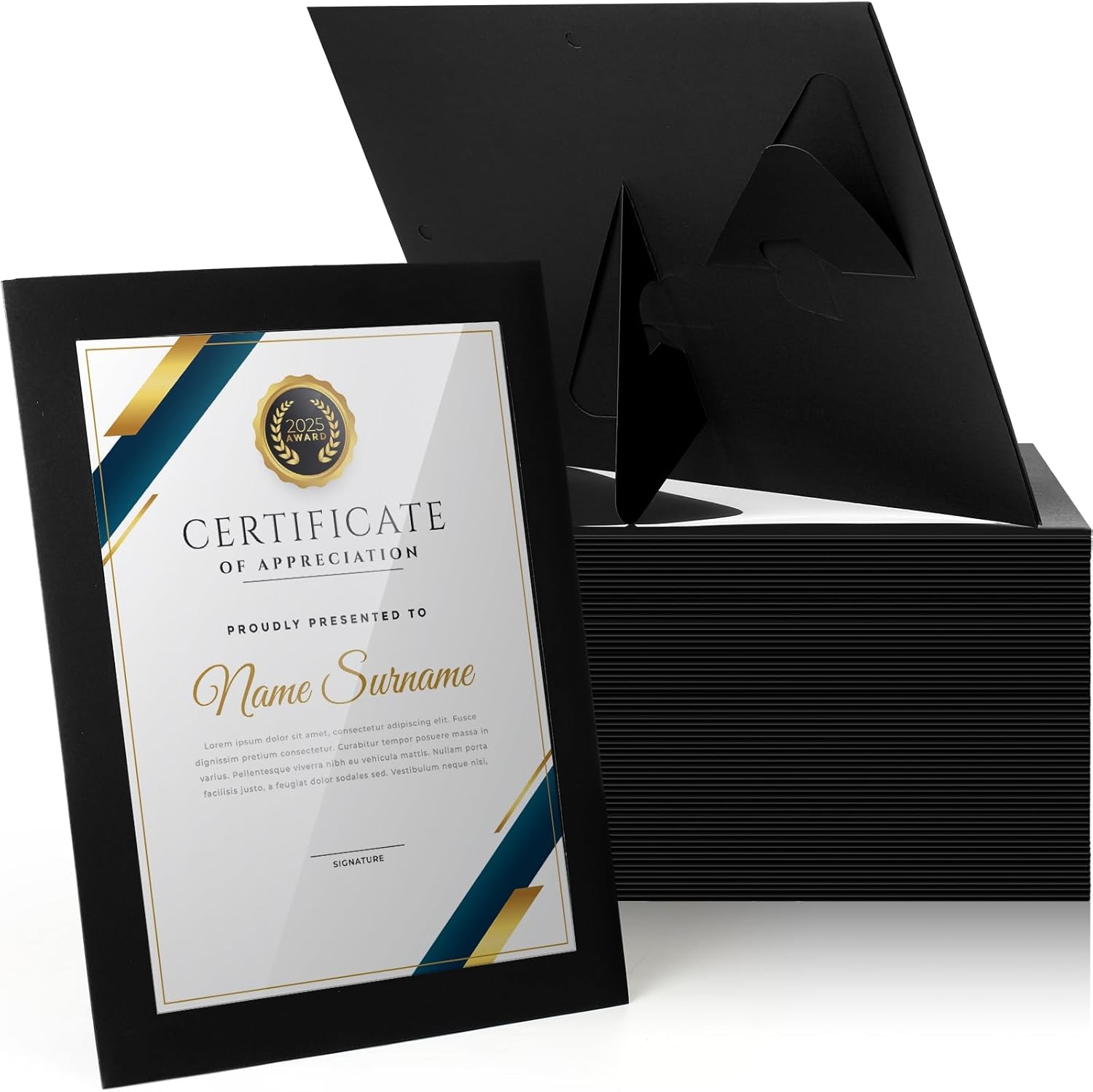 Tatuo 8.5 x 11 Picture Frames - Horizontal Document Holders for Awards & Certificates | Black, 25 Pcs