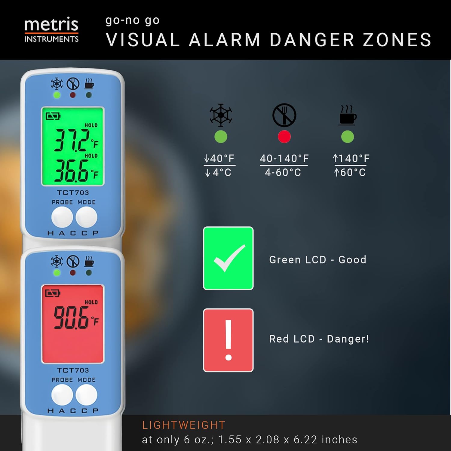 Metris Infrared Surface Thermometer - NSF Certified for FDA Compliance | 8-Point Laser, 2°F Accuracy