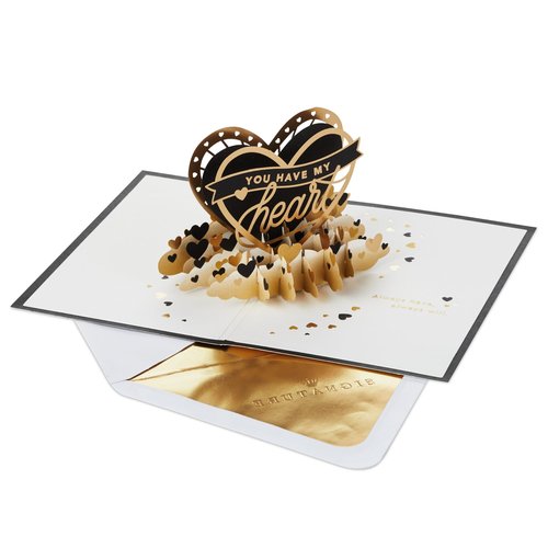 Hallmark Valentine's Day Pop Up Card (You Have My Heart) Signature Paper Wonder 3D Card for Anniversary, Love, Romantic Birthday, Sweetest Day