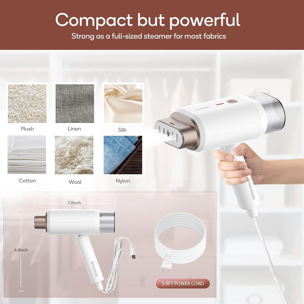 Newbealer Handheld Clothes Steamer - 1200W Portable Fabric Wrinkle Remover, 180ml Capacity, Lightweight Design