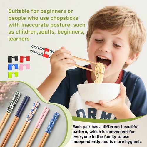 EAEDMY 5 Pairs Reusable Adult Kid Training Chopsticks Trainers for Beginners, Japanese Wooden Beginners Learning Training Chopsticks Helpers Set, Dishwasher Safe, L8.86Inch (1.Mount Fuji)