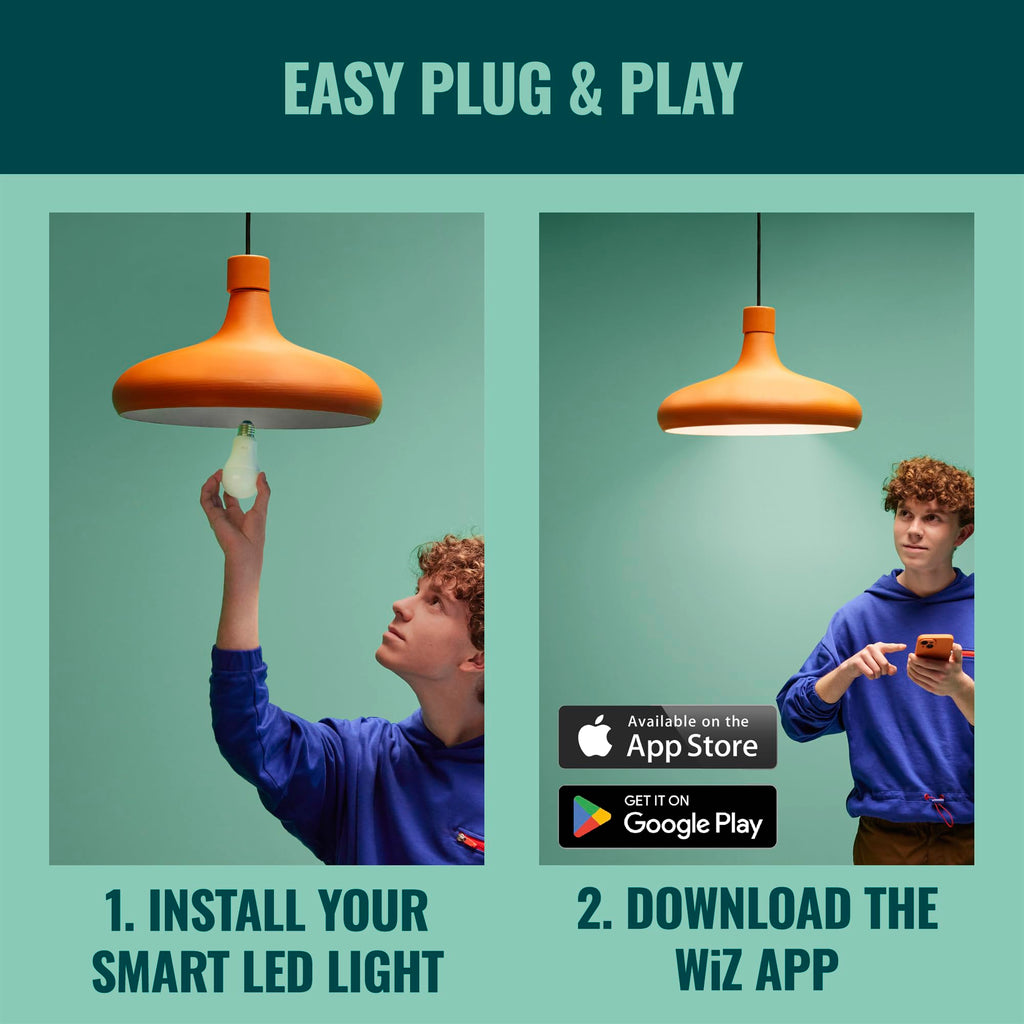 WiZ Connected Fairy Lights, 65.6ft RGB LED Smart Color-Changing, Static and Dynamic Modes, Music Sync, App and Voice Control