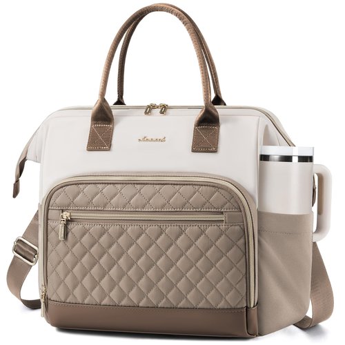 LOVEVOOK Lunch Bag Women, Insulated Adult Lunch Box for Women Work, Wide Opening Leakproof Cooler Tote Bag for Office Campus Picnic Beach with Shoulder Strap, Loncheras Para Mujer with Cup Holder