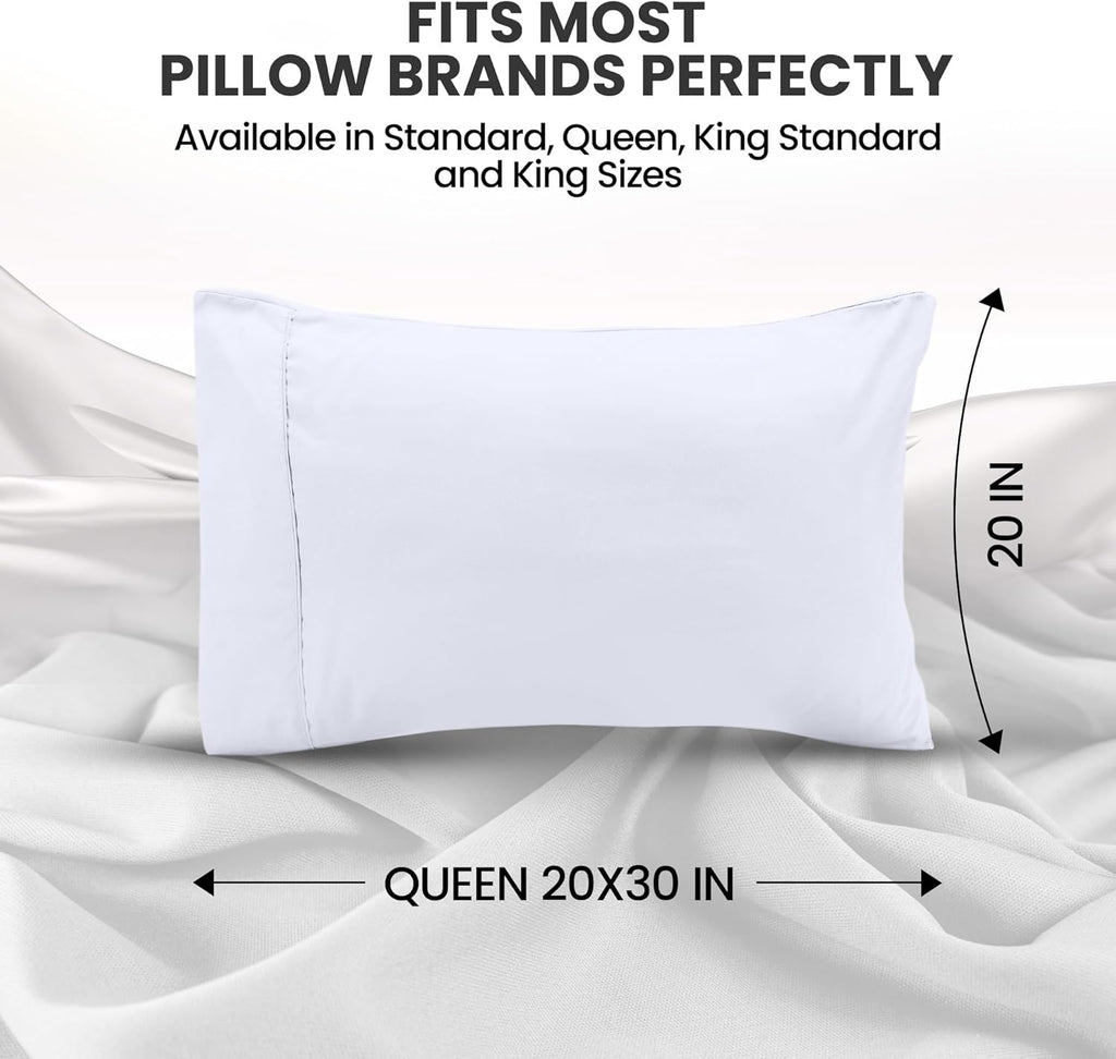 Utopia Bedding Queen Pillow Cases - Soft Brushed Microfiber - 2 Pack | Fade & Shrinkage Resistant - 20" x 30" White