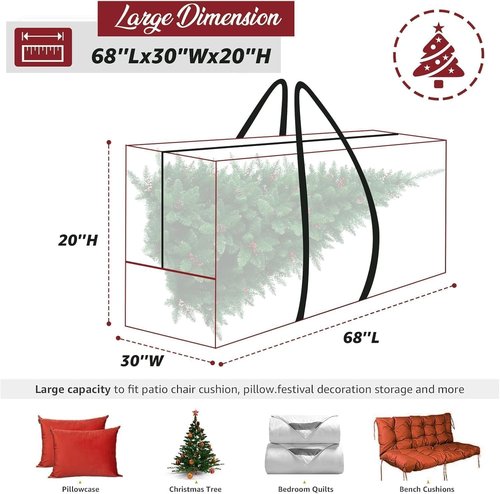 Heavy Duty 420D Christmas Tree Storage Bag by [Brand Name] - Extra Large 9-12 Ft with Reinforced Handles & Zipper