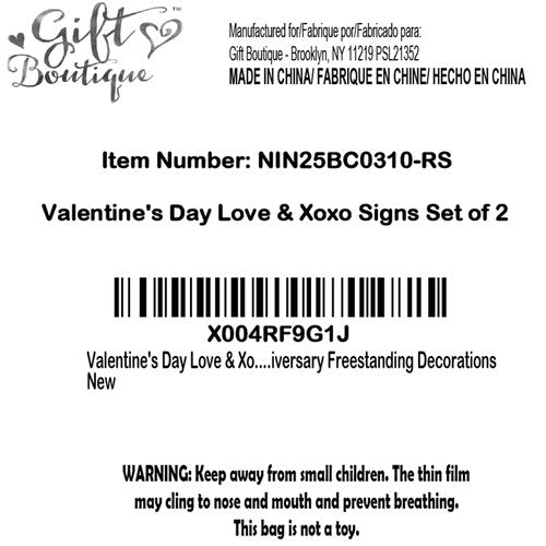 Gift Boutique Valentine's Day Love & Xoxo Signs Set of 2 Red & White Wooden Table Decor Home Mantel Shelf Wedding Anniversary Freestanding Decorations
