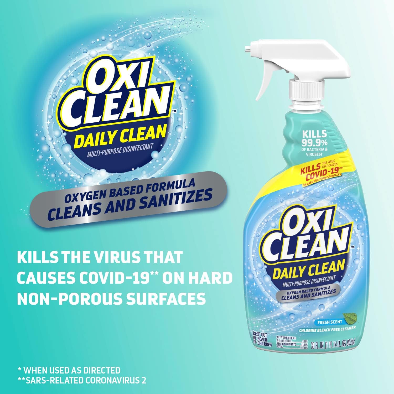 OxiClean Daily Clean Multi-Purpose Disinfectant - Powerful 30 oz Spray | Pack of 2